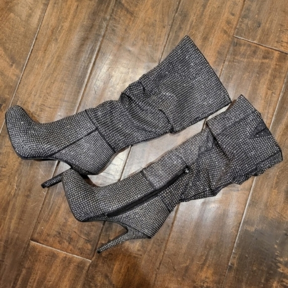 Black and Silver Sparkly Boots - Picture 1 of 10